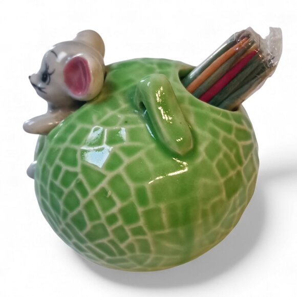 RARE! Vintage MCM Mouse Cabbage Toothpick Holder + Original Japan Tooth Picks - Picture 4 of 10